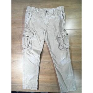 American Eagle Outfitters Mens Khaki Cargo Pants Relaxed Fit Distressed Sz 34x31